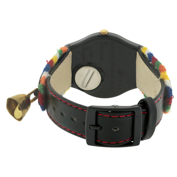 New Swiss Swatch DIE GLOCKE Black Embroidery Leather Women Watch 34mm GB285 - Picture 4 of 4